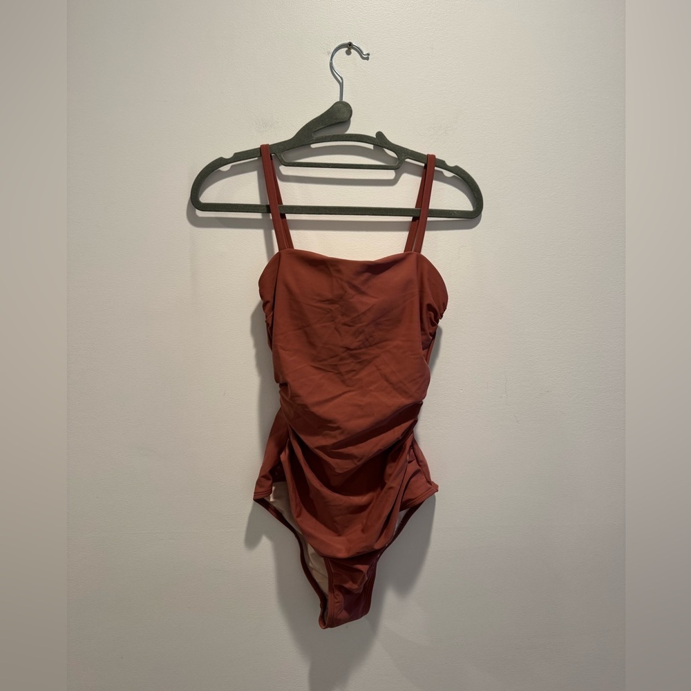 Cupshe Sandy Shirred Strappy Cutout One Piece Swimsuit